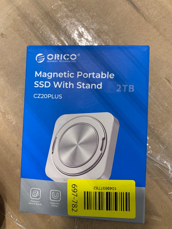 Photo 1 of ***MISSING CABLE*** ORICO 2TB Magnetic External SSD with Kickstand, Up to 2000MB/s, 4K ProRes HDR Record and Store, Aluminum Alloy, MagSafe Portable SSD for iPhone 16 Pro Max, Tablet, Computer - CZ20PLUS