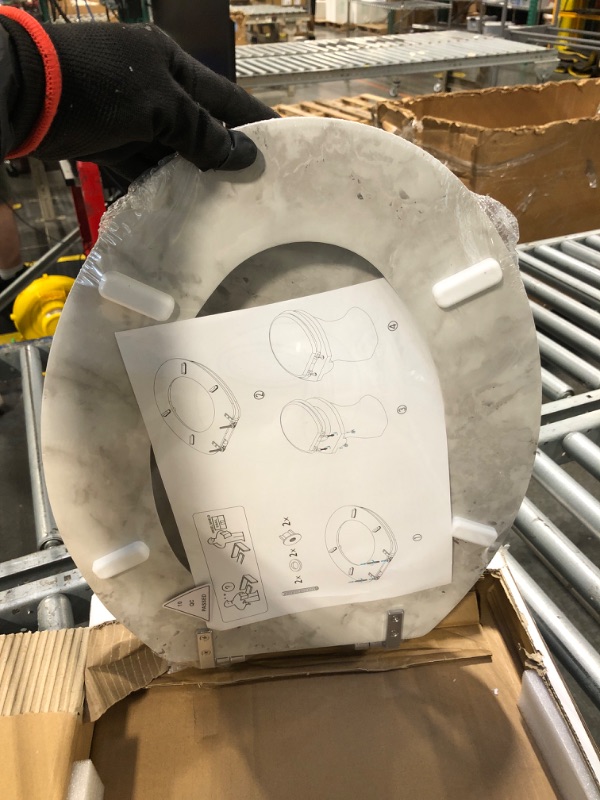 Photo 1 of ** FACTORY SEALED **Angol Shiold Elongated Marble Toilet Seat with Zinc Alloy Hinges, Easy to Install and Clean, Anti-pinch (Gray)