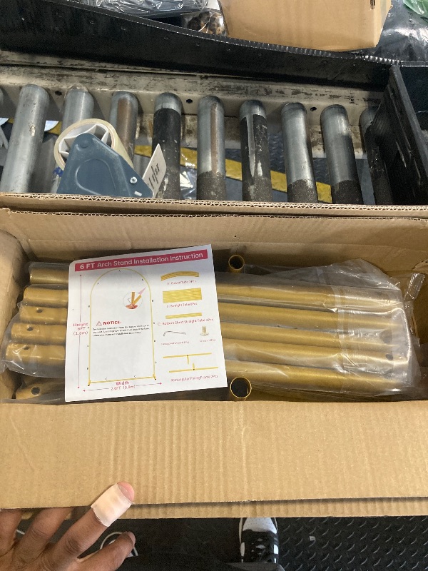 Photo 1 of Metal Arch Backdrop Stand 7.2FT+6FT Wedding Arch Backdrop Stand Set of 2 Gold Arch Backdrop Stand for Party Wedding Ceremony Baby Shower Birthday Floral Balloon Decration