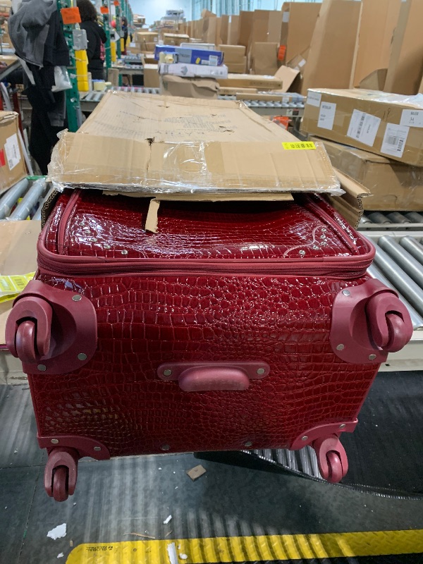Photo 1 of ****RETAIL PRICE $130.00*****Kathy Van Zeeland Croco PVC Designer Luggage - Lightweight Expandable 28 Inch Suitcase for Women - Large Durable Bag with 4-Rolling Spinner Wheels (Burgendy)