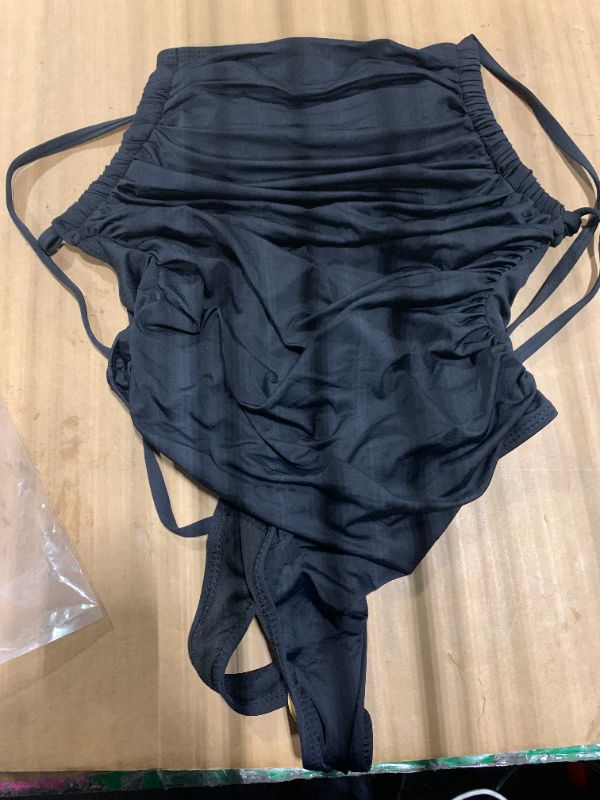 Photo 1 of *** ITEM CORRECT *** Mulisky Women's One Piece Swimsuits Tummy Control Cutout High Waisted Bathing Suit Wrap Tie Back 1 Piece Swimsuit Black S