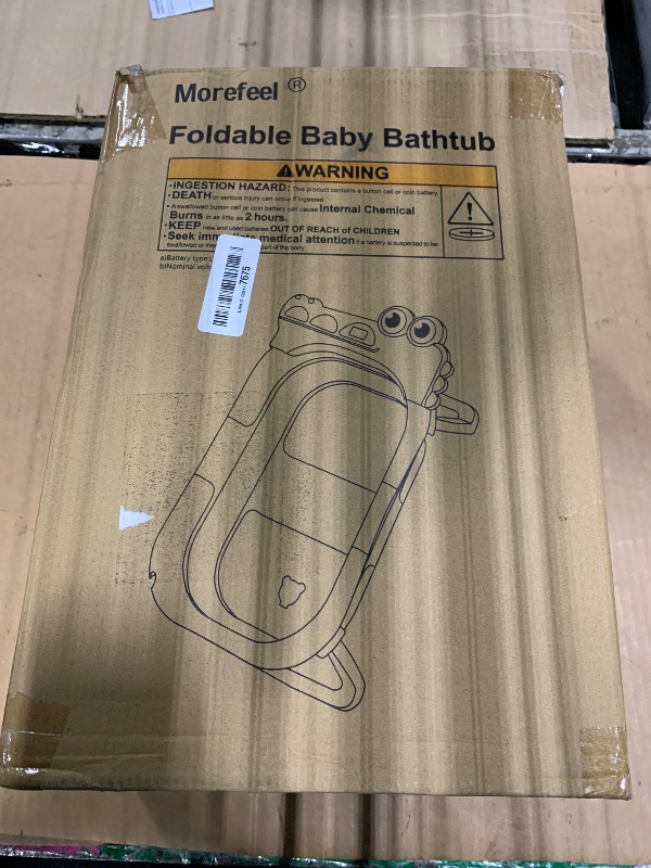 Photo 1 of *** USED *** MoreFeel Collapsible Baby Bathtub for Newborn with Thermometer & 1 Hooded Towel & 1 Soft Floating Cushion,Portable Travel Bathtub with Drain Hole, Durable Foldable Baby Tubs for Infants to Toddler