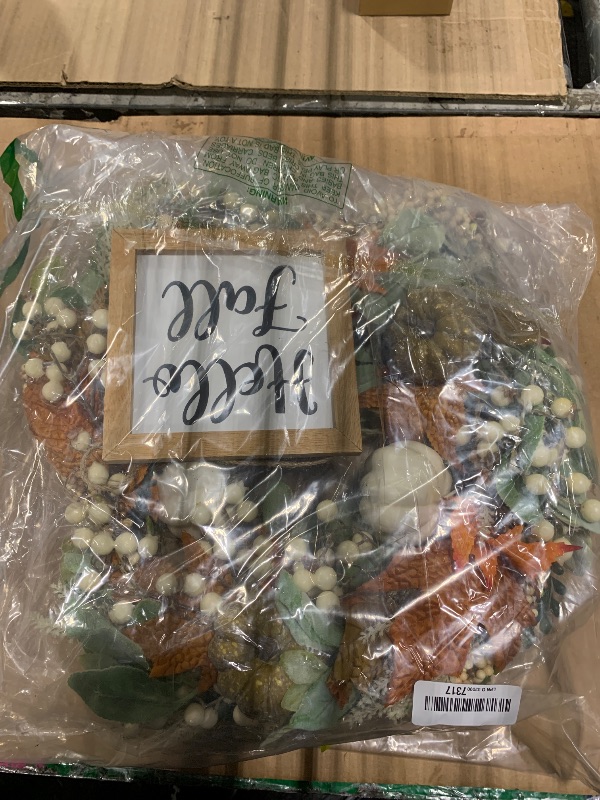 Photo 1 of ** SIMILAR, NO LIGHTS *** Fall Wreath with Lights 22 Inch - Fall Wreaths for Front Door Thanksgiving Halloween with Fall Home Decorations Autumn Wreath for Indoor Outdoor Wall Festival Decor