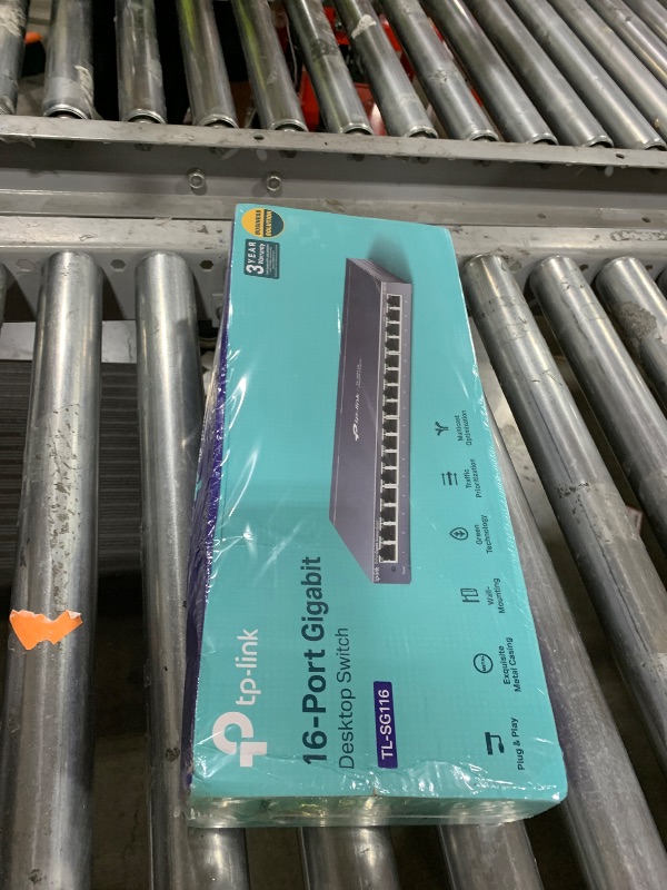 Photo 1 of TP-Link 16 Port Gigabit Ethernet Network Switch, Desktop/ Wall-Mount, Fanless, Sturdy Metal w/ Shielded Ports, Traffic Optimization, Unmanaged (TL-SG116)