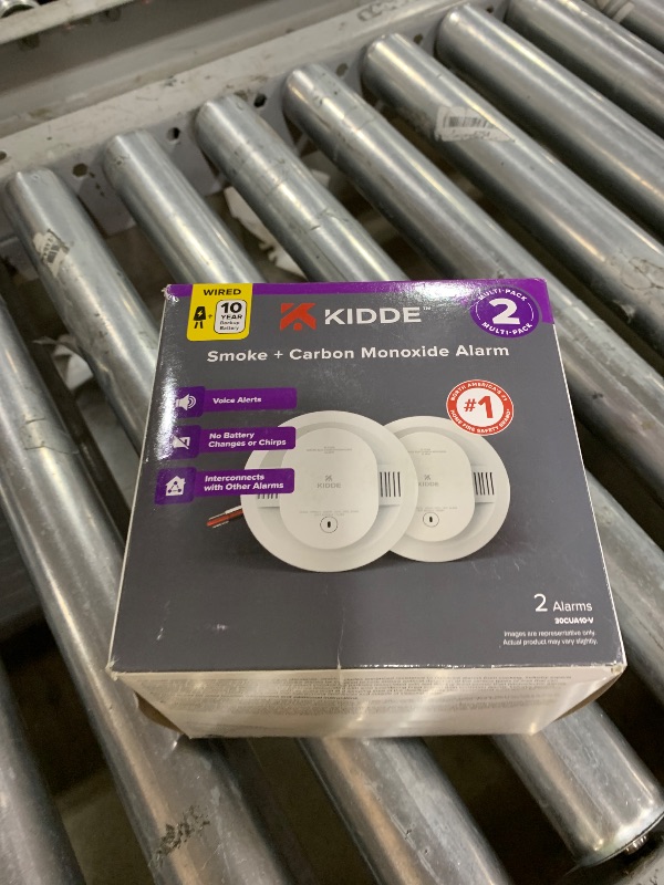 Photo 1 of Kidde Hardwired Smoke & Carbon Monoxide Detector, 10-Year Battery Backup, Voice Alerts, Interconnectable LED Warning Light Indicators, 2 Pack