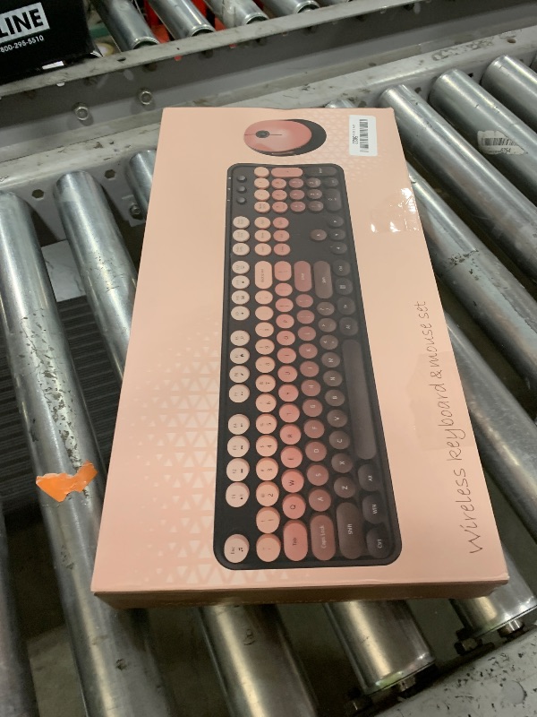Photo 1 of Nowlike Wireless Keyboard and Mouse Combo, Retro Typewriter Keyboard with Round Keycaps, Full-Size Ergonomic, Aurora Red, Ideal for Windows PC, Home, Office, and College