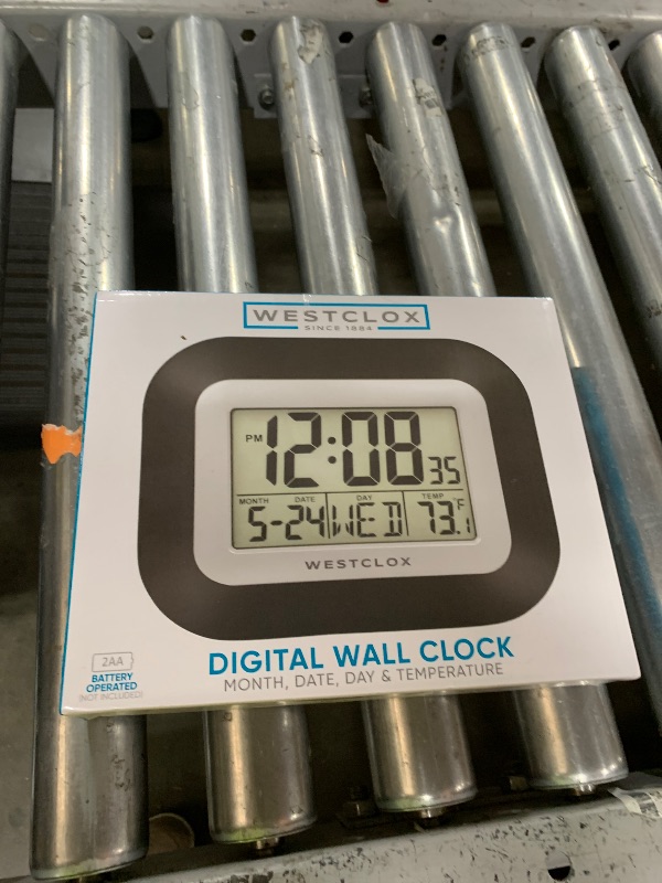 Photo 1 of Westclox Large Digital Wall Clock Battery Operated with Temperature Date and Day of Week with Alarm | Modern Digital Desk Clock for Office Kitchen Bedroom or Living Room | Black