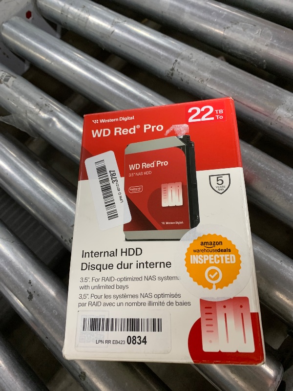 Photo 1 of Western Digital 22TB WD Red Pro NAS Internal Hard Drive HDD - 7200 RPM, SATA 6 Gb/s, CMR, 512 MB Cache, 3.5" - WD221KFGX