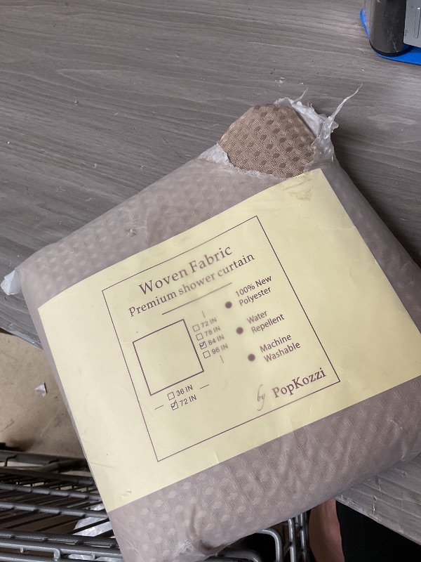 Photo 1 of Taupe Tan Extra Long Shower Curtain: 84 Inch Long Beige Khaki Waffle Weave Heavy Duty Fabric Shower Curtains for Bathroom - 256 GSM Water Repellent Washable Thick Polyester Cloth Bath Curtain - 72x84
