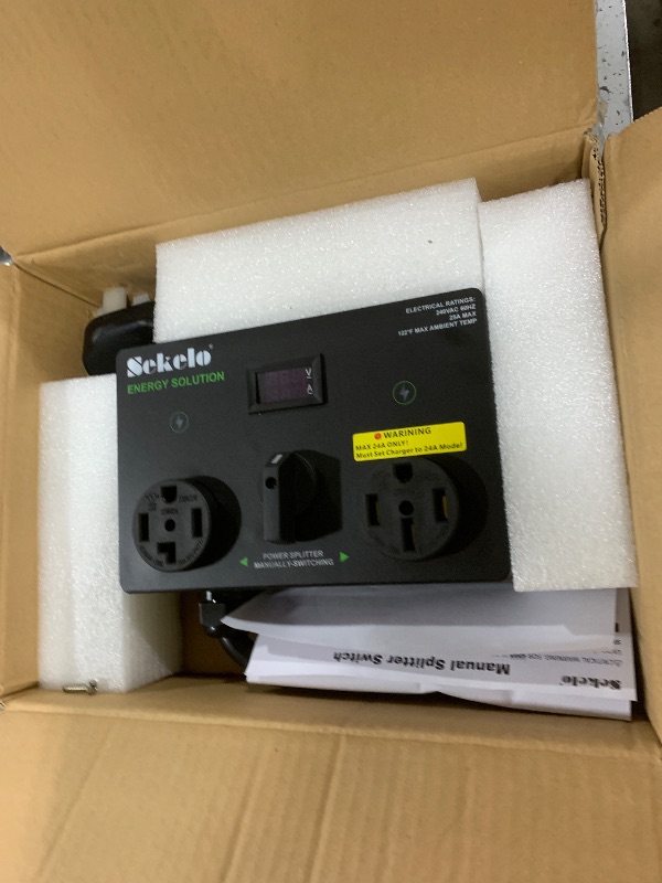 Photo 1 of Manual EV Charging Switch for Dryer & EV, NEMA 14-30, 240V, 24A 5.76kW Max Power Splitter, with a Safety Breaker Switch, Hand-Operated Selector, Plug and Play
