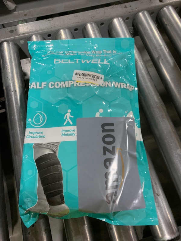Photo 1 of Beltwell® Adjustable Lymphedema Calf Compression Wrap for Swelling, Edema, Lipedema, Circulation, Heaviness, Pain - Easy to put on (Beige, XXL-SHORT) 1 Wrap