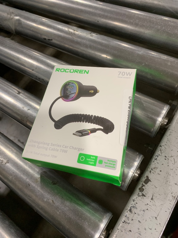 Photo 1 of Rocoren 70W Car Charger for iPhone 17 Pro Max, USB C Car Charger Fast Charging with 5.2Ft Type C Coiled Cable, Super Fast USBC Phone Cigarette Lighter Adapter for iPhone 17/16/15, iPad,Samsung,Android