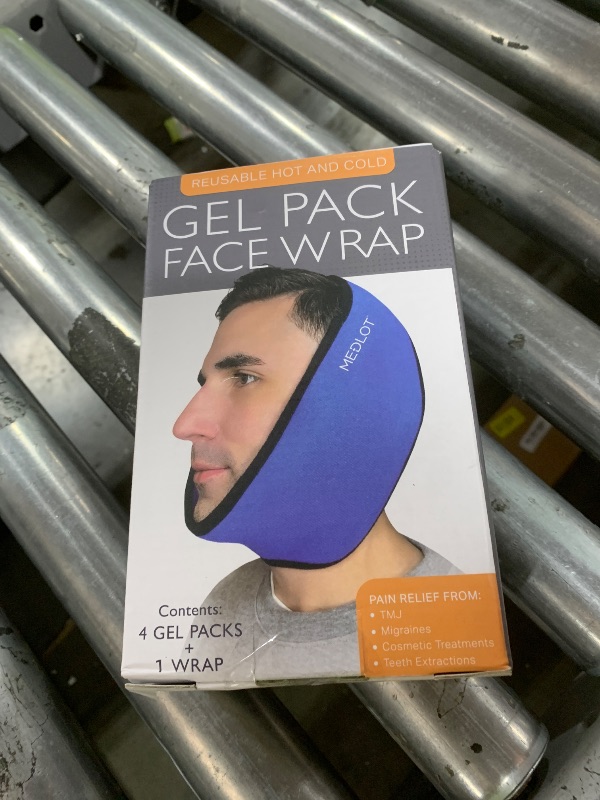 Photo 1 of LotFancy Face Ice Pack Wrap for TMJ, Wisdom Teeth, with 4 Reusable Hot Cold Therapy Gel Packs, Pain Relief for Head, Oral and Facial Surgery, Dental Implants, Blue