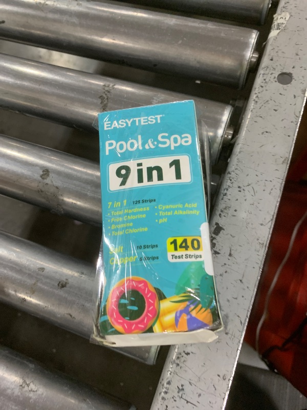 Photo 1 of EASYTEST 9-Way Pool Test Strips, 140 Strips for Hot tub and Spa, Accurate Testing pH, Total Chlorine, Free Chlorine, Bromine, Alkalinity, Total Hardness, Cyanuric Acid, Salt and Copper