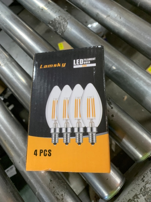 Photo 1 of Lamsky 4-Pack 6W B22 Bayonet LED Filament Candle Light Bulb,2700K Warm White 600LM,C35 Shape Bullet Top,60W Incandescent Equivalent,Non-dimmable