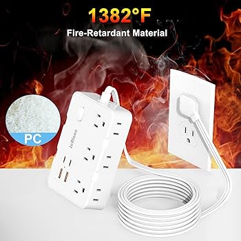 Photo 1 of JcBlaon Power Strip 6-Outlets Surge Protector Power Strip 5ft Long Extension Cord