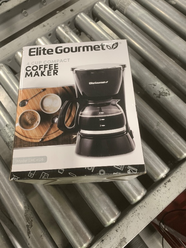 Photo 1 of Elite Gourmet EHC4128 Automatic 4-Cup Brew & Drip Coffee Maker with Pause N Serve, Glass Carafe, Reusable Filter, On/Off Switch, Keep Warm, Water Level Indicator, Black
