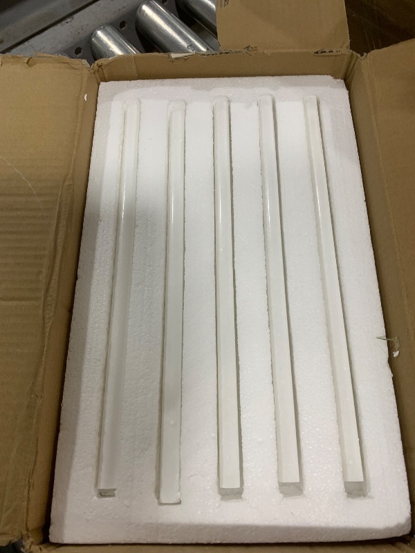 Photo 1 of GEOONA 15 Pcs Greek White Marble Pencil Tile, 12 Inch Edge Trim Polished for Bathroom, Backsplash, Kitchen, Shower (White)