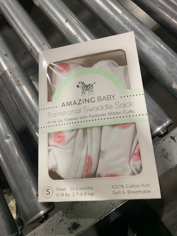 Photo 1 of Amazing Baby Transitional Swaddle Sack, Arms Up Half-Length Sleeves & Mitten Cuffs, Swaddle for Newborn Transition to Baby Sleep Sack Wearable Blanket, Sm, 0-3 Month, 6-14 lb, Little Watercolor Roses