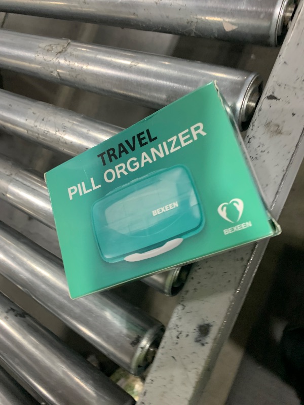 Photo 1 of Travel Pill Organizer - Airtight Medicine Case for Traveling Portable Pharmacy Box with Labels Vitamin Container 8 Compartment Supplement Medication Holder Large Capacity Daily (Green)