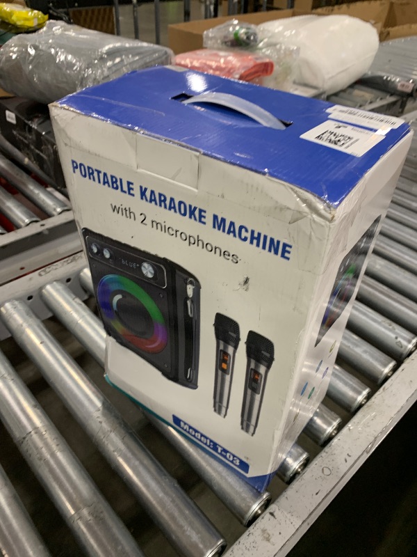 Photo 1 of VOSOCO Karaoke Machine, Portable Bluetooth Karaoke Speaker with 2 Wireless Microphones, PA System for Adults Kids with LED Lights, Supports FM/AUX/USB/TF for Home Party