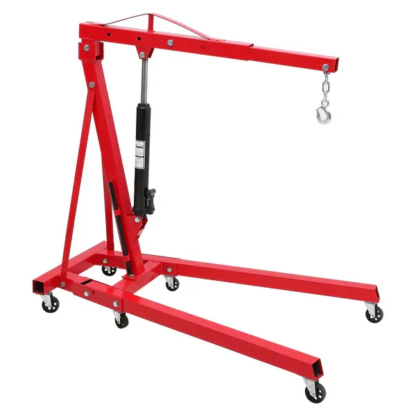 Photo 1 of Garvee Engine Hoist 2 Ton Folding Cherry Picker Shop Crane Hoist Lift, 4400 LBS Heavy Duty Hydraulic Engine Crane with Telescopic Boom & 6 Casters, Engine Hoist Lever for Engine Lifting Loading
