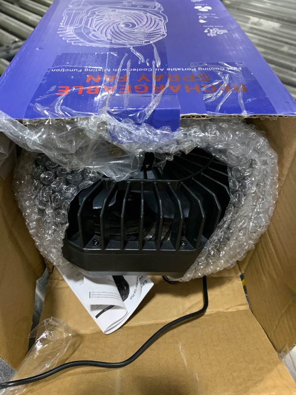 Photo 1 of Misting Fan Portable Camping Fan 42800mAh Battery Powered with Remote Control, RGB Ambient Light with 2L Bucket, Battery Indicator, 120° Auto Oscillating, Timing Function, Grip Handle