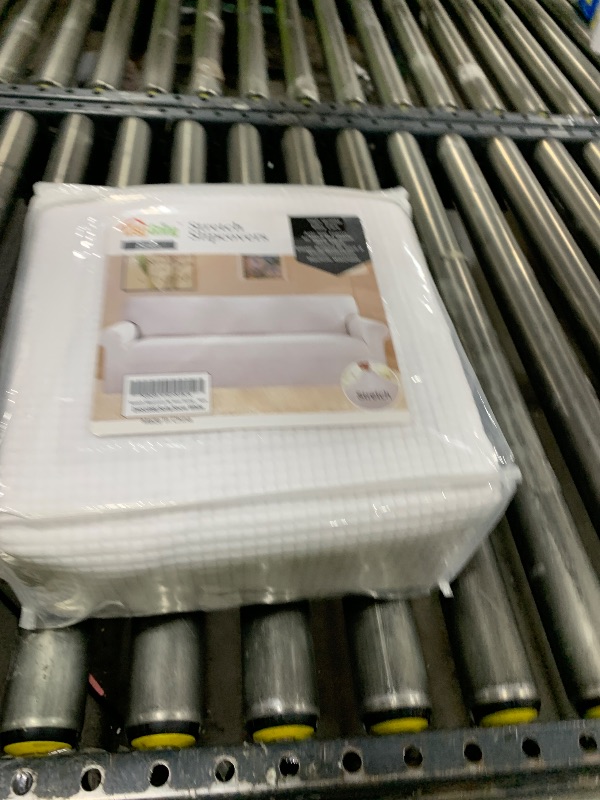 Photo 1 of Easy-Going Stretch Sofa Slipcover 1-Piece Sofa Cover Furniture Protector Couch Soft with Elastic Bottom for Kids, Polyester Spandex Jacquard Fabric Small Checks (Sofa, Snow White)