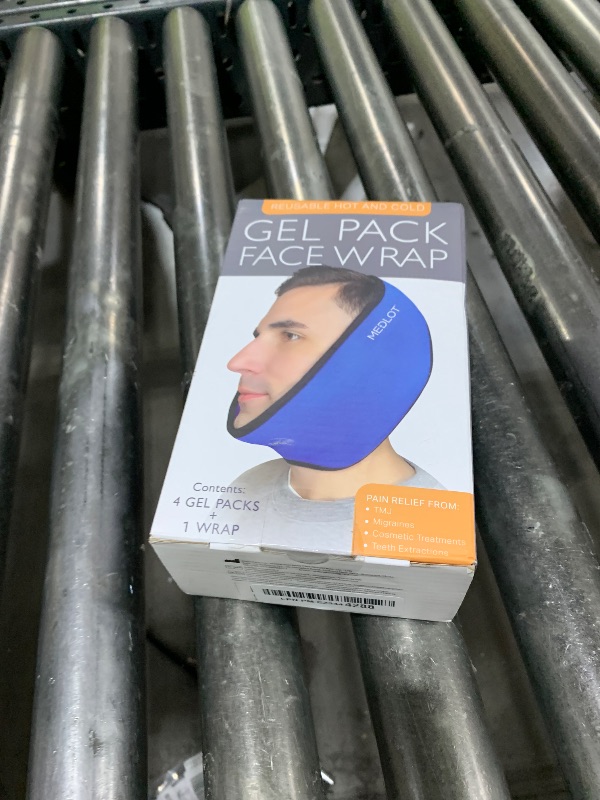 Photo 1 of LotFancy Face Ice Pack Wrap for TMJ, Wisdom Teeth, with 4 Reusable Hot Cold Therapy Gel Packs, Pain Relief for Head, Oral and Facial Surgery, Dental Implants, Blue