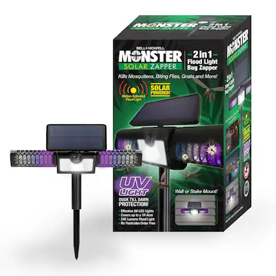 Photo 1 of BELL + HOWELL 110 -Degree 3 -Wattage Equivalent Solar LED Black 1 -Head Motion-Activated Flood Light with Timer

