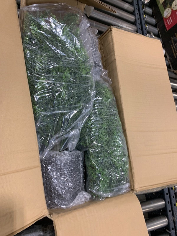 Photo 1 of Melli Welli 3FT Artificial Topiary Tree Beautiful Realistic Faux Cedar Pines Christmas Trees UV Rated Fake Shrubs for Front Porch Faux Plants Indoor and Outdoor Decor (2 Pack)