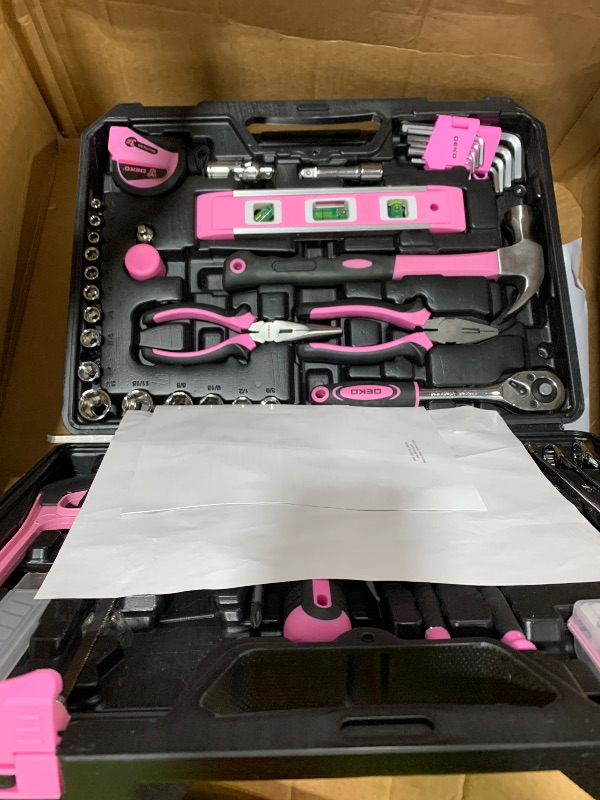 Photo 1 of DEKO 8V Home Repair Power Tool Set For Women 1.5Ah, 126 Count
