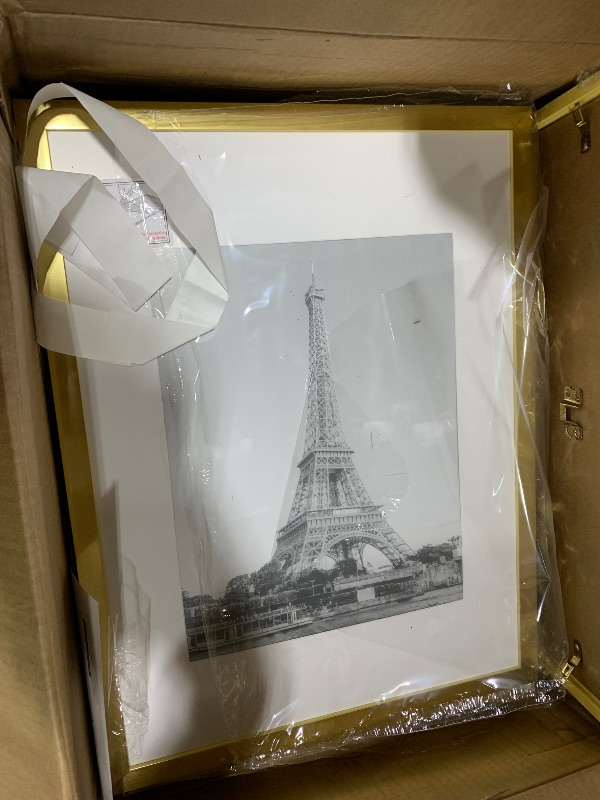 Photo 1 of upsimples 12x16 Picture Frame Set of 5, Display Pictures 8.5x11 with Mat or 12 x 16 Without, Wall Gallery Poster Frames, Gold