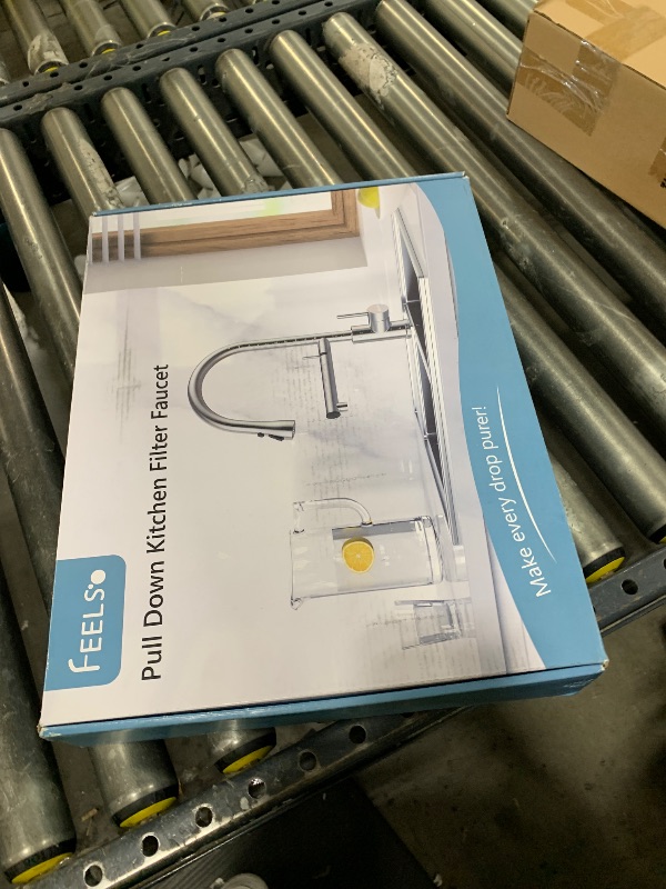 Photo 1 of FEELSO Kitchen Faucets, Upgraded Filter Water Kitchen Faucet with Pull Down Sprayer, Brushed Nickel Stainless Steel High Arc 1 Or 3 Hole Kitchen Sink Faucet for Remove Chorine, Harmful Substances