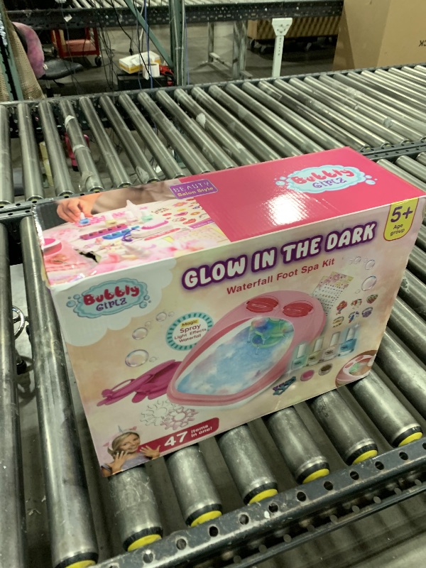 Photo 1 of Glow in Dark Kids Spa Day Kit for Girls - 42+ Piece Set Waterfall Foot Spa - Perfect Spa Kit for Girls, Fun Pedicure and Party Supplies, Ideal for Girls Ages 6 7 8 9 10-12