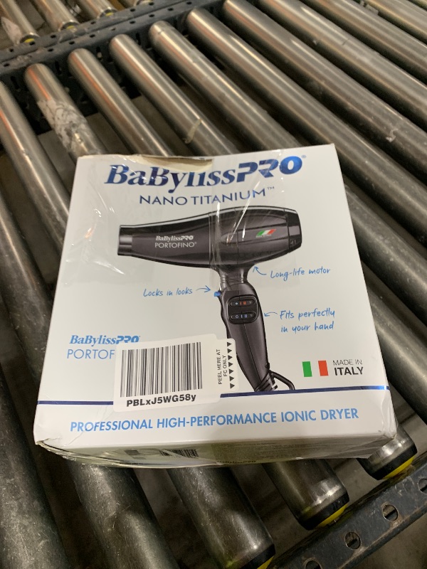 Photo 1 of BaBylissPRO Hair Dryer, Nano Titanium Portofino 2000-Watt Blow Dryer, Hair Styling & Appliances, Black, BPOR1