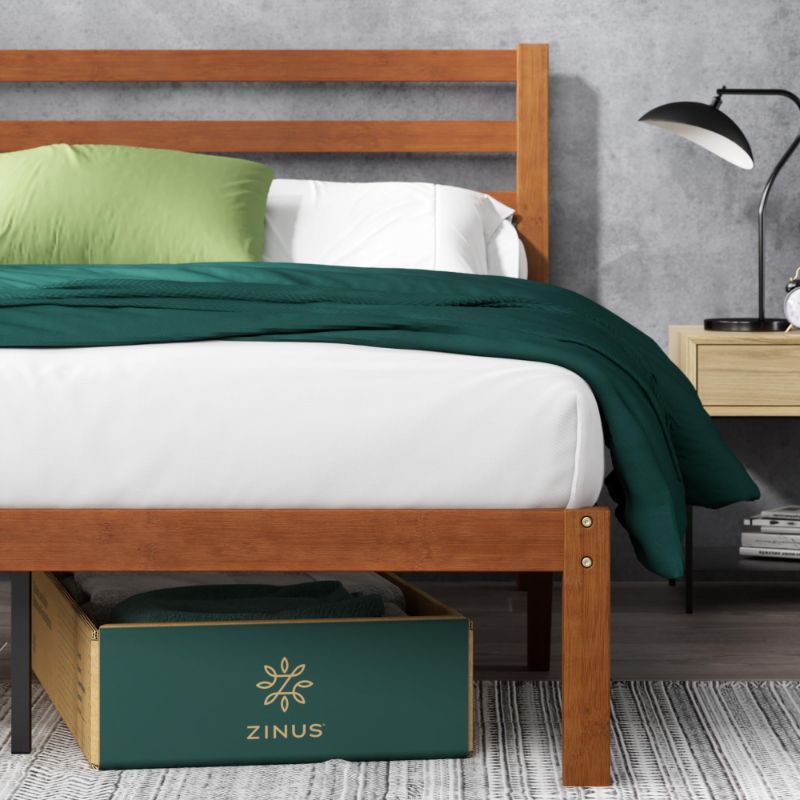 Photo 1 of ZINUS Leah Bamboo Platform Bed Frame with Headboard, No Box Spring Needed, Wood Slat Support, Easy Assembly, King

