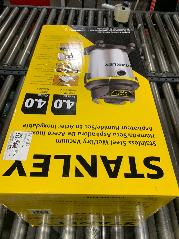 Photo 1 of Stanley - SL18129 Wet/Dry Vacuum, 4 Gallon, 4 Horsepower, Stainless Steel Tank Silver+yellow