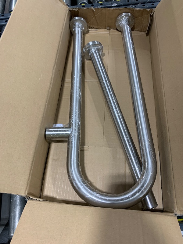 Photo 1 of Toilet Grab Bars for Seniors Handicap Hand Rails Floor Mounted Handicap Safety Bars for Shower Toilet Bathroom Rails Grab Bar for Elderly Stainless Steel Toilet Support Rail for Disabled Pregnant