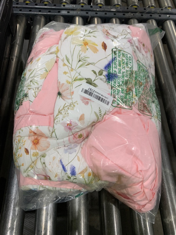 Photo 1 of CARUILI 4 Piece Toddler Bedding Set for Girls, Boho Toddler Bed Comforter Set, Ultra Soft & Breathable Crib Bedding Includes Quilted Comforter, Flat Sheet, Fitted Sheet, Pillowcases, Pink Flower