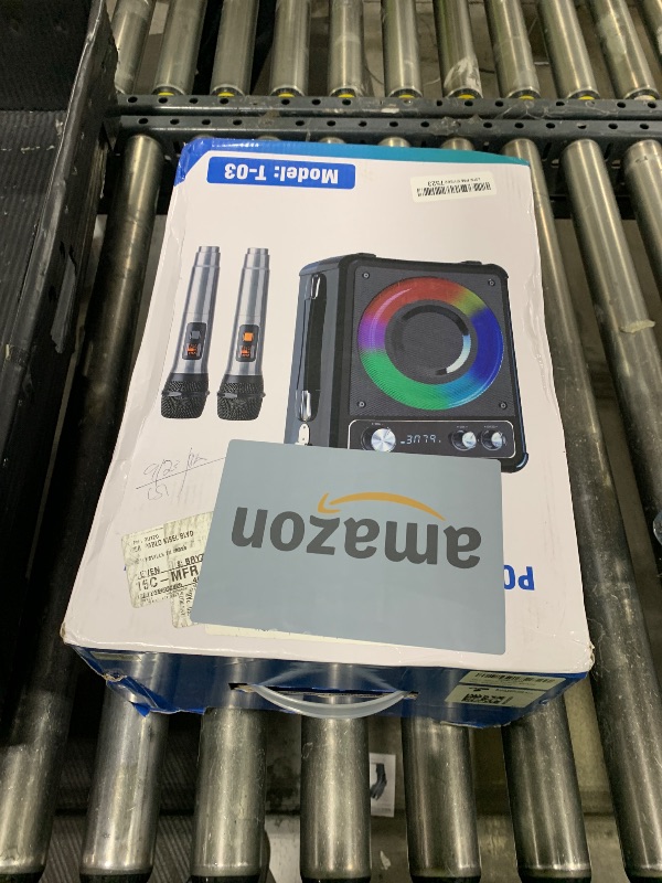 Photo 1 of VOSOCO Karaoke Machine, Portable Bluetooth Karaoke Speaker with 2 Wireless Microphones, PA System for Adults Kids with LED Lights, Supports FM/AUX/USB/TF for Home Party