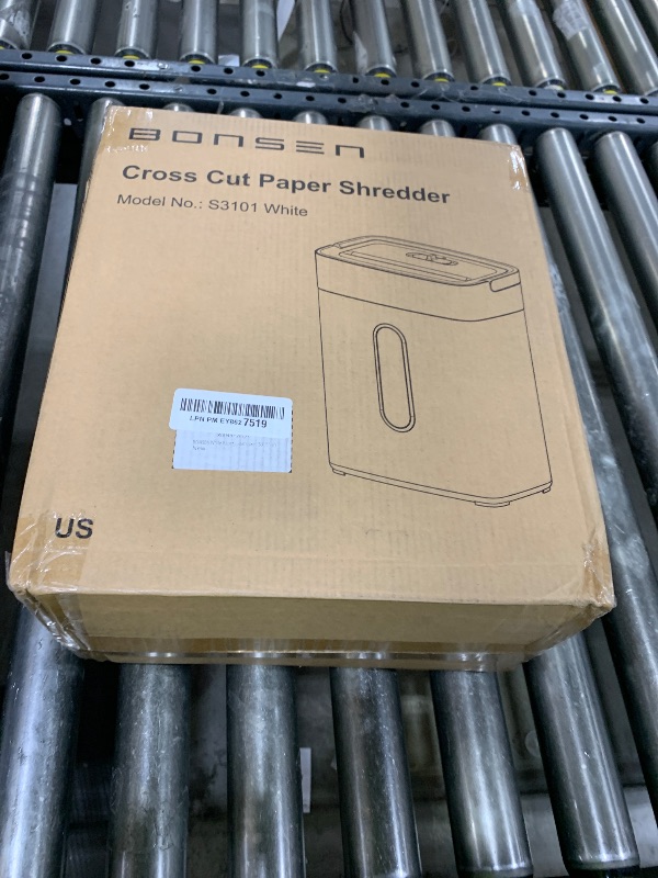 Photo 1 of BONSEN Shredders for Home Office, 8-Sheet Cross Cut Credit Card Shredder, Small Paper Shredder for Home Use with 4 Gal Bin, P-4 High Security Level, White (S3101-W)
