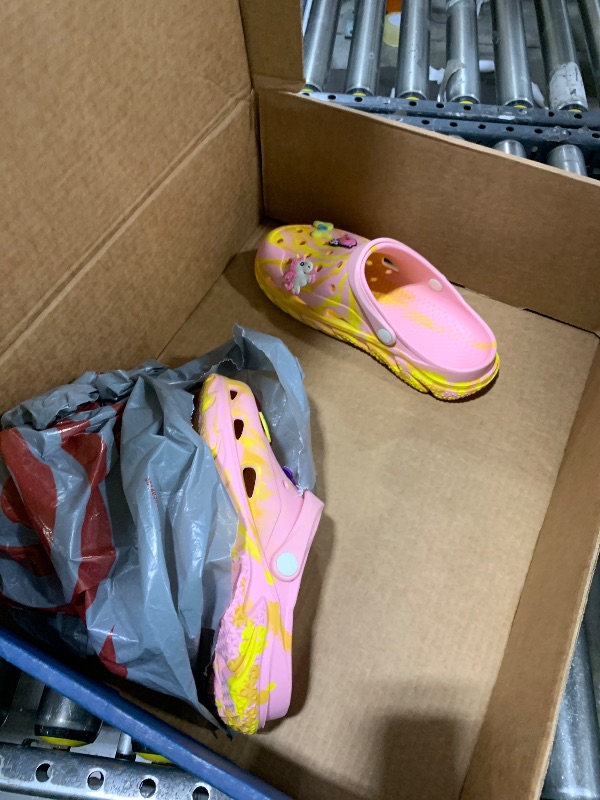 Photo 1 of Cubufly Toddler Kids Clogs Garden Shoes for Boys Girls Marbled Tie Dye Water Shoes Slip on Sandals Pink/Yellow