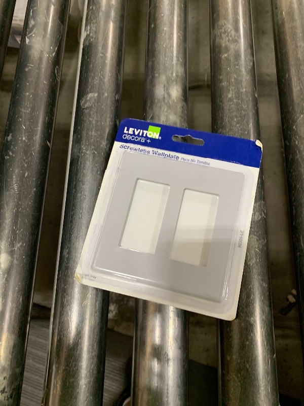 Photo 1 of Leviton 2-Gang Decora Plus Screwless Wallplate, 80309-LG, Light Gray