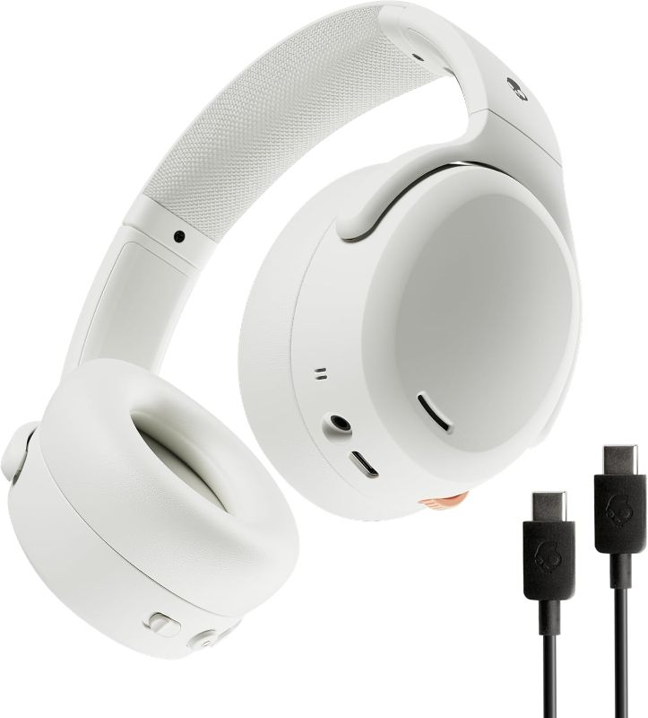 Photo 1 of Skullcandy Crusher ANC 2 Wireless Over-Ear Bluetooth Headphones with Extra USB-C Charging Cable, Multi-Sensory Bass, Active Noise Cancelling, 60 Hours Battery, Microphone iPhone Android - Bone

