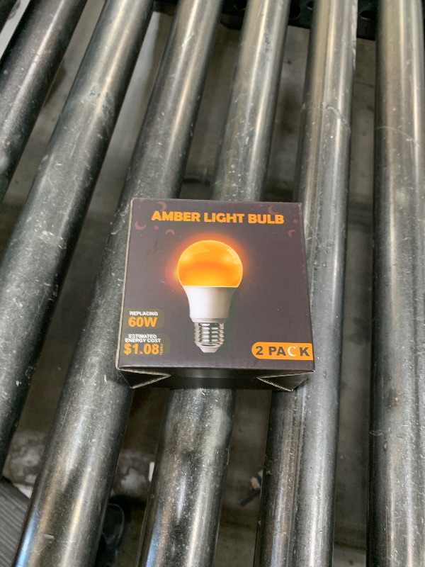 Photo 1 of DALUXshop Amber Sleep Light Bulbs, Blue Light Blocking, A19 9W(60 Watt Equivalent) Dim Light Bulbs for Lamp, 1800K Warm Light Bulb, E26 for Healthy Sleep, Bedroom, Kids Room, 2 Pack