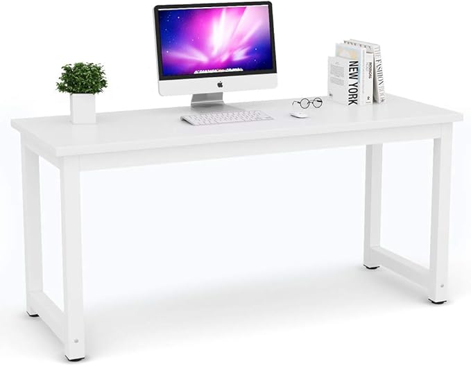 Photo 1 of Tribesigns Computer Desk, 63 inch Large Office Desk Computer Table Study Writing Desk for Home Office, White