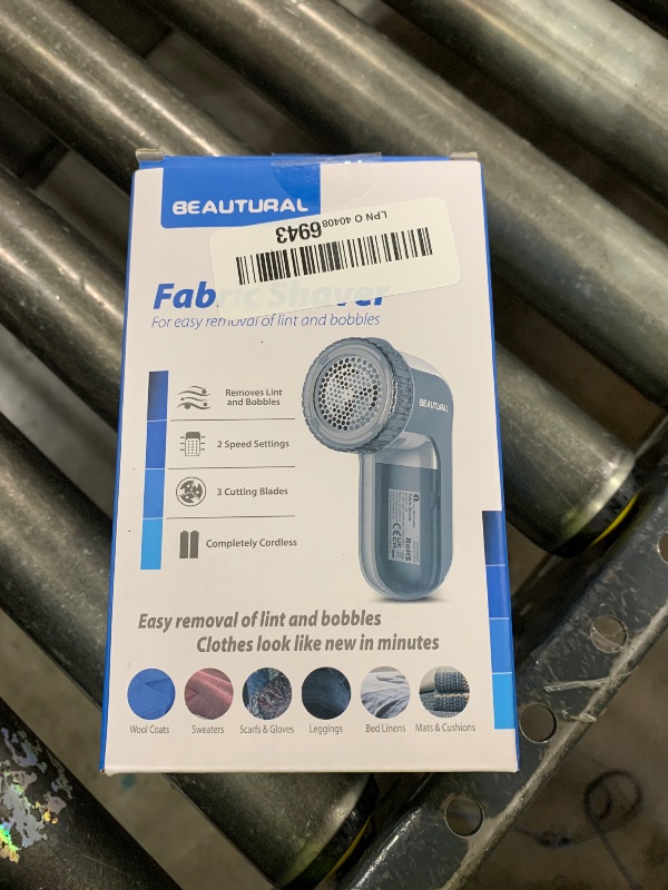 Photo 1 of BEAUTURAL Fabric Shaver and Lint Remover, Sweater Defuzzer with 2-Speeds, 2 Replaceable Stainless Steel Blades, Battery Operated, Remove Clothes Fuzz, Lint Balls, Pills, Bobbles Gray