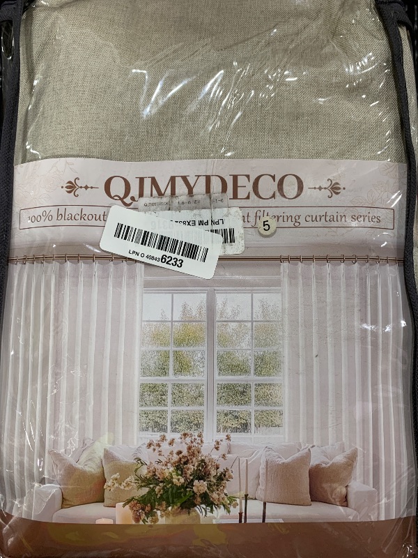 Photo 1 of Grayish Flax Linen Blend Black Out Curtains 96 Inch Long for Living Room 2 Panels Set, Elegant Room Darkening Insulated Boho Window Drapes Bedroom Floor to Ceiling Traverse Track Curtain Light Tan