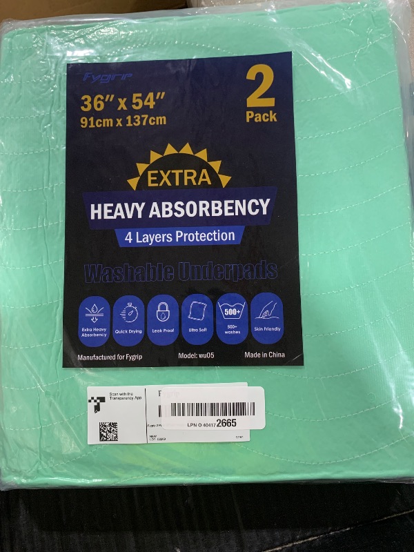 Photo 1 of 2 Pack 36” x 54” Extra Heavy Absorbency Washable Underpads, Waterproof Nursing Pads Incontinence Bed Pads, Reusable Washable Pee Pads for Dogs, Diaper Changing & Adults, Mattress Protector